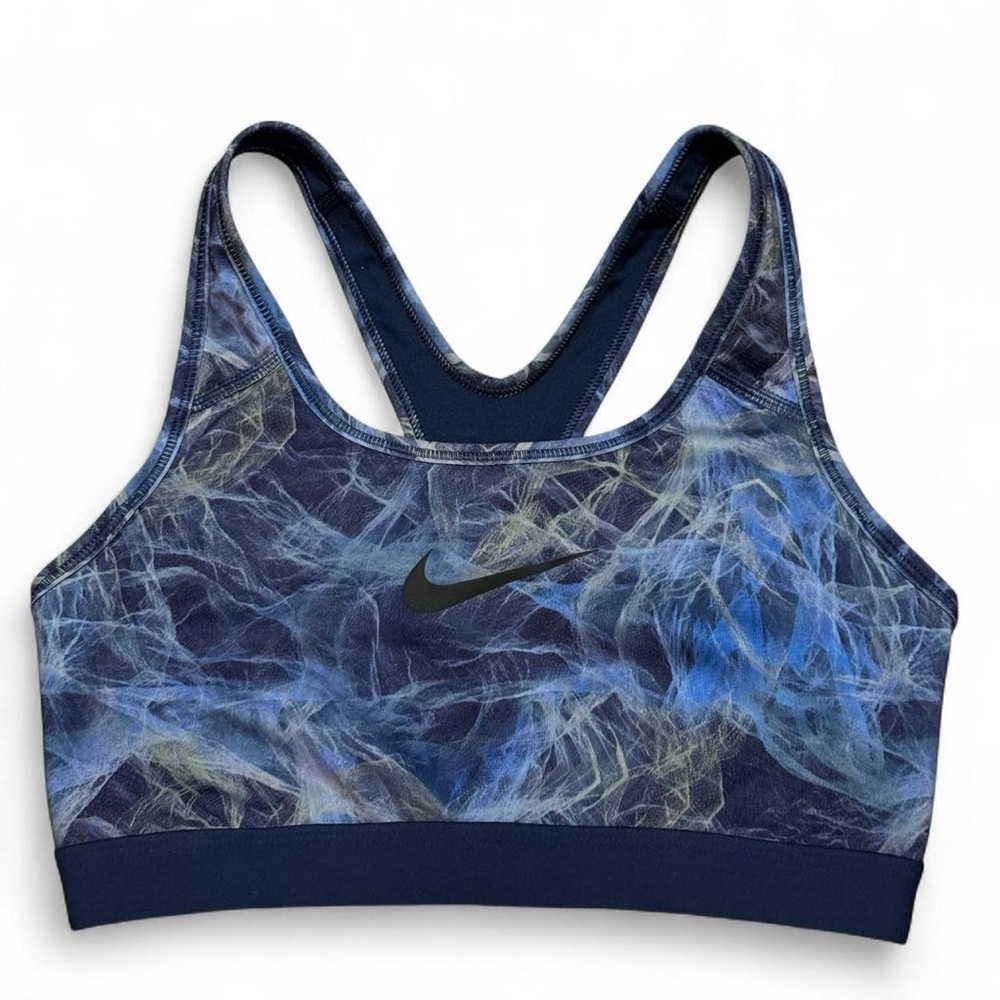 Nike Dri-Fit Women's Sports Bra, Abstract Blue, No Padding, Size Medium - Picture 1 of 4